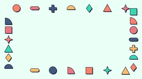 Geometric shapes flying in and assembling into a frame around empty center 库存影片 348295559