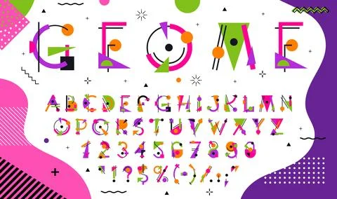 Geometric shapes font letters, creative typeface Stock Illustration