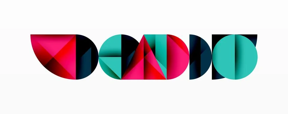 Geometric shapes form abstract pattern. Pink, teal, navy colors dominate Stock Illustration