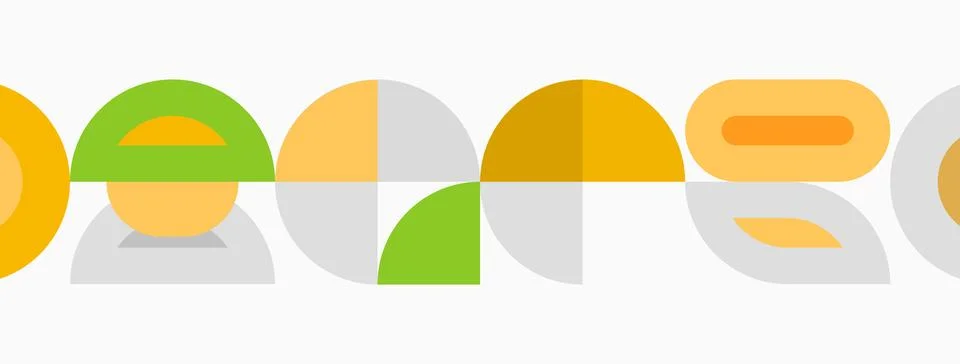 Geometric shapes form abstract pattern. Circles, semicircles, muted colors Illustrazione stock