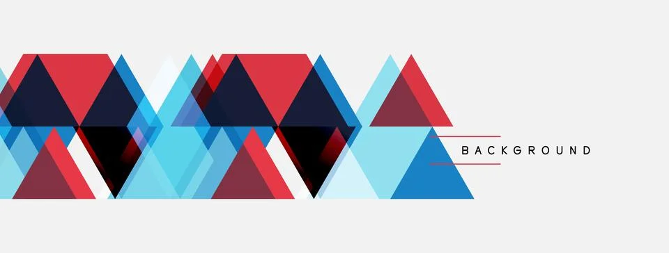 Geometric shapes form abstract pattern. Red, blue, black colors dominate de.. Stock Illustration