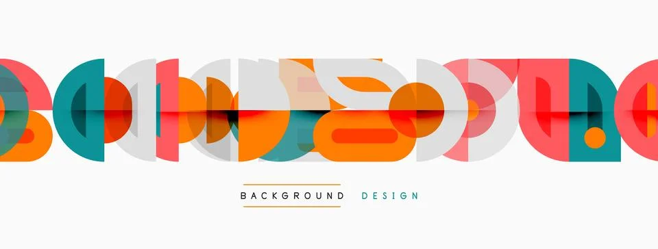 Geometric shapes form colorful pattern. Modern design element with vibrant .. Illustrazione stock