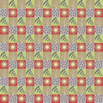Geometric shapes in the form of rectangles, on which stylized flowers, grai.. イラスト素材
