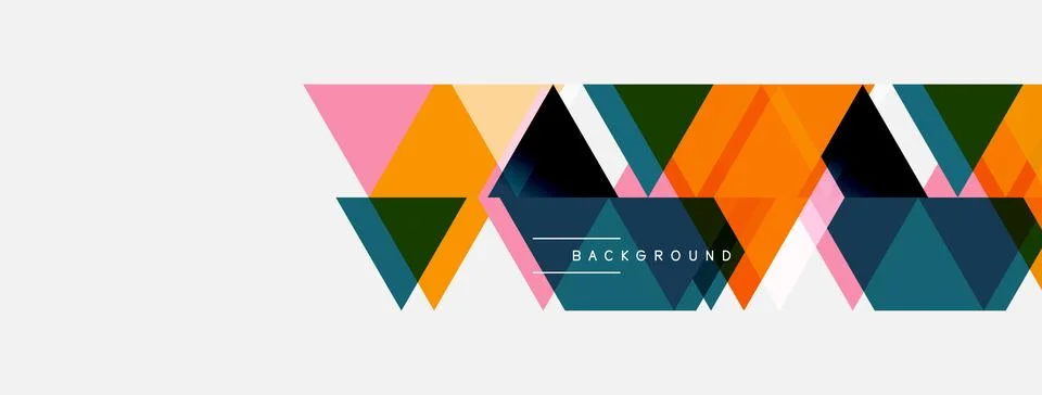 Geometric shapes form repeating pattern. Colors include pink, orange, teal, Illustrazione stock
