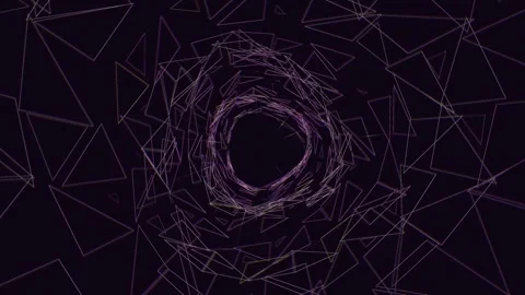 Geometric shapes forming dynamic patterns in a dark space Stock Footage 340150326