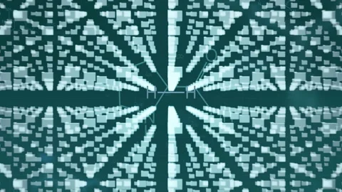 Geometric shapes forming radial pattern, digital data processing animation Stock Footage 305815138