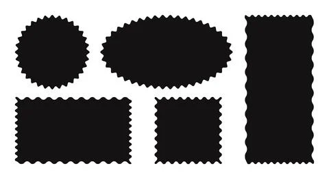 Geometric Shapes frame with zig zag edge. Jagged curved box element. Wavy s.. Stock Illustration