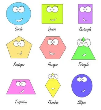 Geometric shapes with funny faces Stock Illustration