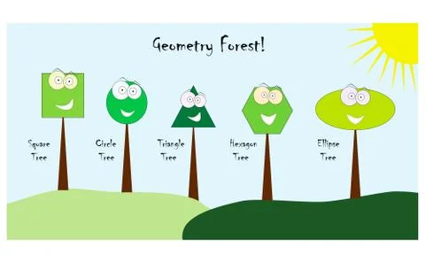 Geometric shapes with funny faces vector - school education icon Stock Illustration