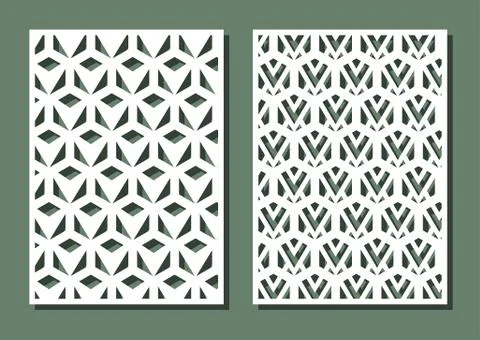 Geometric shapes in gexagon seamless pattern for laser cutting. Universal Illustrazione stock