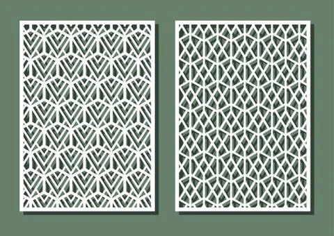 Geometric shapes in gexagon seamless pattern for laser cutting. Universal 스톡 일러스트