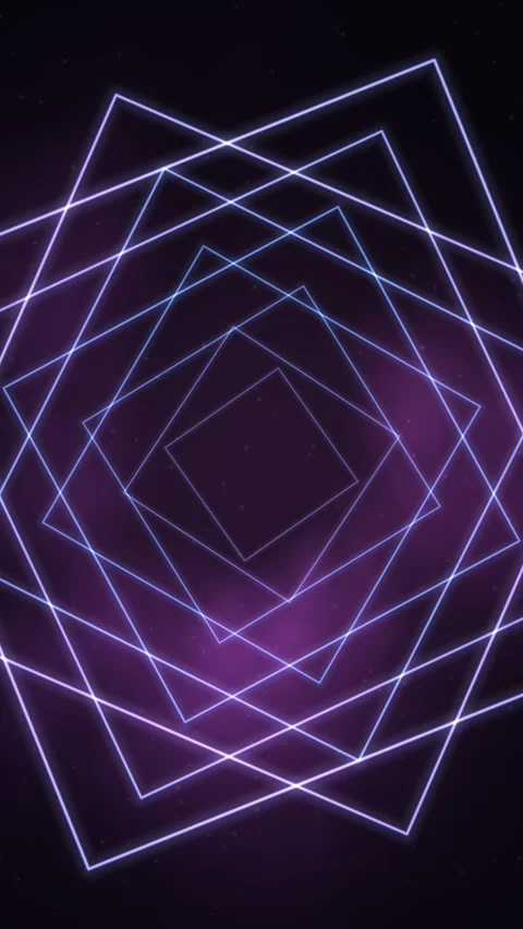 Geometric shapes glow and layer in purple and blue Video stock 330060431
