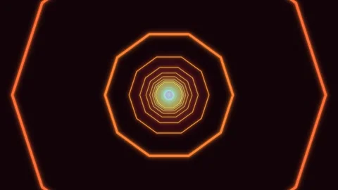Geometric shapes with glowing lines in a dark background Stock Footage 337301676