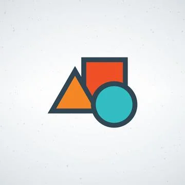 Geometric shapes icon, triangle circle and square icon. Stock vector 库存插图