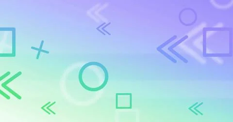 Geometric shapes image over gradient background with arrows and circles Stock Photos