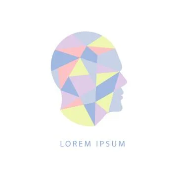 Geometric Shapes Inside Human Head Abstract Design Pastel Icon Ilustración de archivo