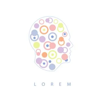 Geometric Shapes Inside Human Head Abstract Design Pastel Icon Ilustración de archivo