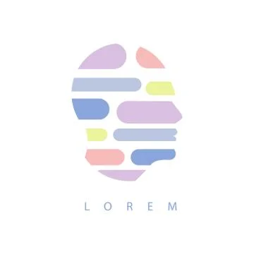 Geometric Shapes Inside Human Head Abstract Design Pastel Icon Ilustración de archivo