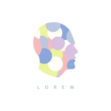 Geometric Shapes Inside Human Head Abstract Design Pastel Icon Ilustración de archivo
