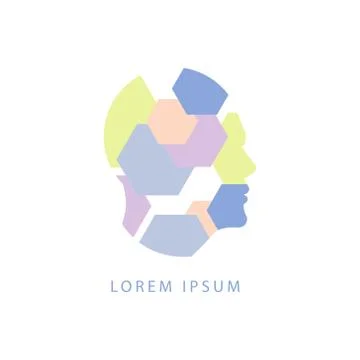 Geometric Shapes Inside Human Head Abstract Design Pastel Icon Stock Illustration