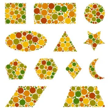 Geometric shapes made from dots isolated on white 스톡 일러스트
