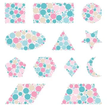 Geometric shapes made from dots isolated on white 스톡 일러스트