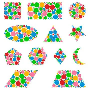 Geometric shapes made from dots isolated on white 스톡 일러스트