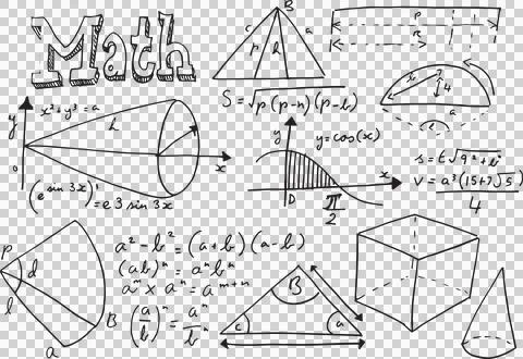 Geometric shapes with math text Stock Illustration