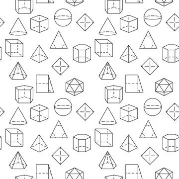 Geometric Shapes minimal seamless pattern in line style - vector Geometry b.. Illustrazione stock