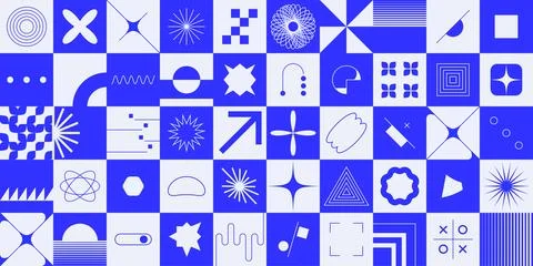 Geometric shapes. Minimalistic elements brutalism style, abstract block forms Stock Illustration