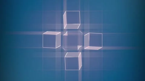 Geometric shapes move on a blue background. 3d rendering loop animation 4K Stock-Footage 270183782