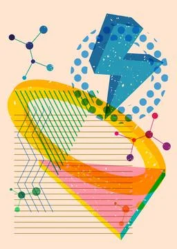 Geometric shapes. Object in trendy riso graph design. Geometry elements abs.. 스톡 일러스트