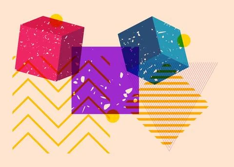 Geometric shapes. Object in trendy riso graph design. Geometry elements abs.. Illustrazione stock