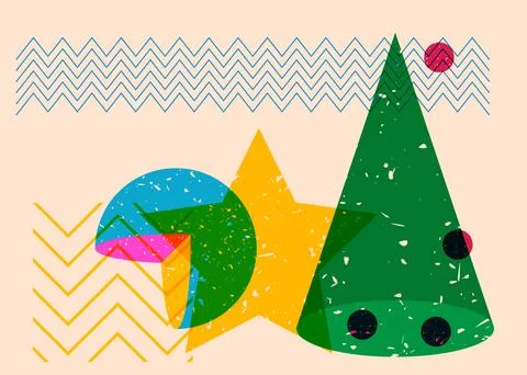 Geometric shapes. Object in trendy riso graph design. Geometry elements abs.. 스톡 일러스트