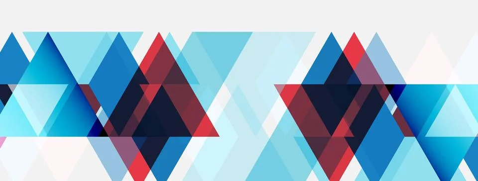 Geometric shapes overlap, creating abstract pattern. Blue, red hues dominate 스톡 일러스트