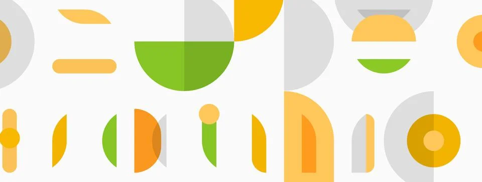 Geometric shapes overlap, creating abstract pattern. Colors include orange, Illustrazione stock