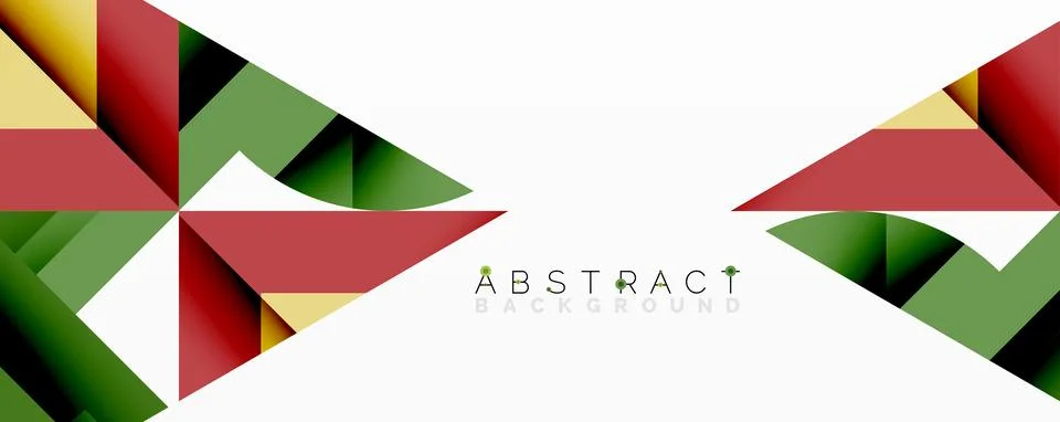 Geometric shapes overlap creating dynamic composition. Colors include red, green Stock Illustration