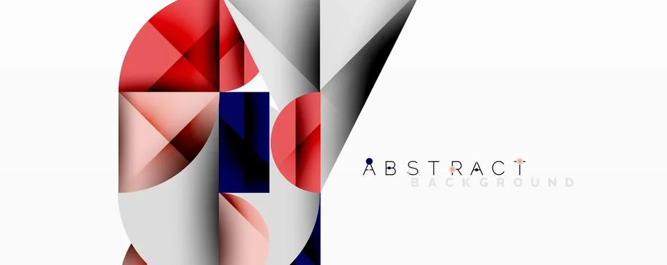 Geometric shapes overlap, creating dynamic red, gray design. Minimalist style, Stock Illustration