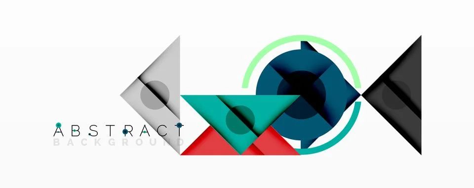 Geometric shapes overlap creating modern design. Blue, green, red, gray colors Stock Illustration