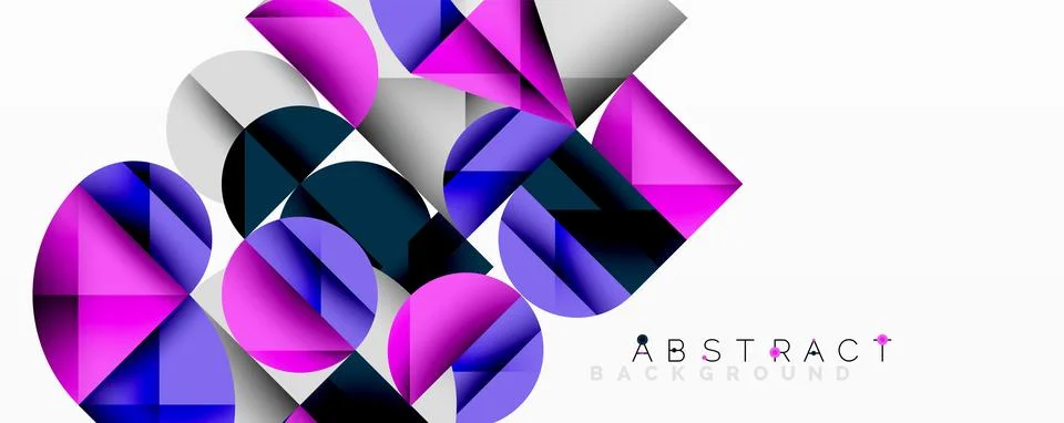 Geometric shapes overlap, creating vibrant purple, blue tones. Modern design Stock Illustration