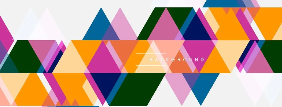 Geometric shapes overlap creating vibrant pattern. Orange, pink, teal dominat 스톡 일러스트