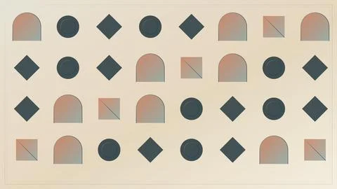 Geometric shapes pattern with circles diamonds arches gradient fill abstrac.. Stock Illustration