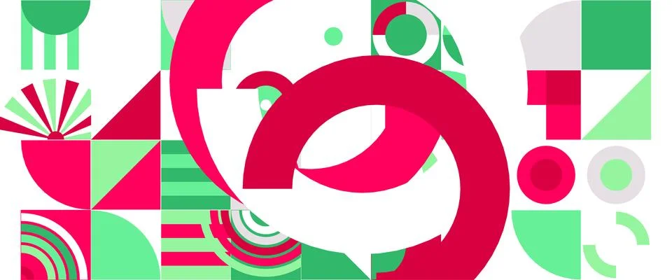 Geometric Shapes Pattern Design, Abstract Bauhaus Background, Circle Square 스톡 일러스트