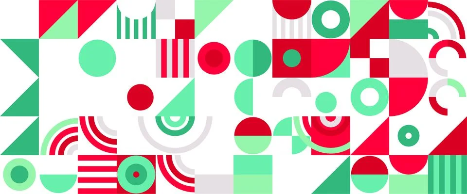 Geometric Shapes Pattern Design, Abstract Bauhaus Background, Circle Square 스톡 일러스트
