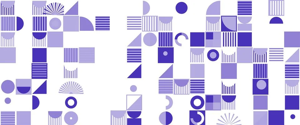 Geometric Shapes Pattern Design, Abstract Bauhaus Background, Circle Square 스톡 일러스트