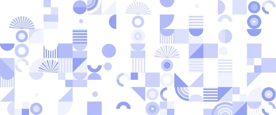 Geometric Shapes Pattern Design, Abstract Bauhaus Background, Circle Square Stock Illustration