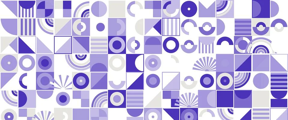 Geometric Shapes Pattern Design, Abstract Bauhaus Background, Circle Square 스톡 일러스트