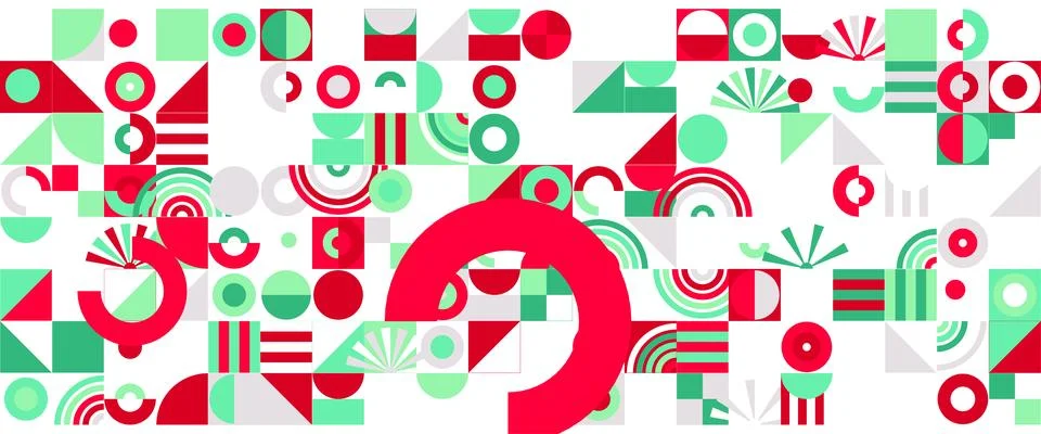 Geometric Shapes Pattern Design, Abstract Bauhaus Background, Circle Square イラスト素材