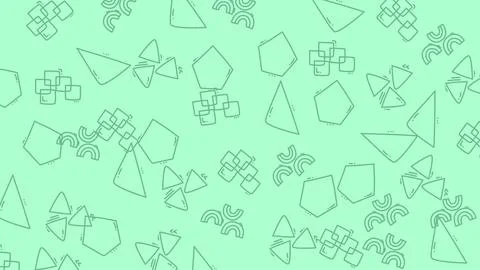 Geometric Shapes Pattern on a Green Background. Stock Illustration