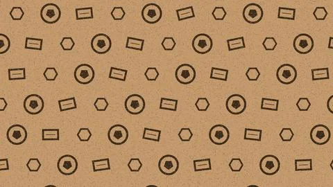 Geometric shapes pattern with hexagons circles rectangles on neutral backgrou Stock Illustration